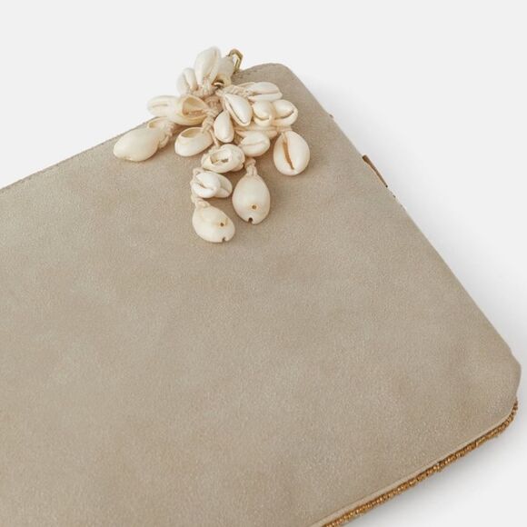 Zara RARE Clutch w Seashells and Beading-Ecru - Picture 6 of 10